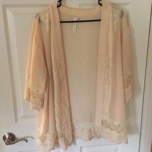 Pink lace kimono